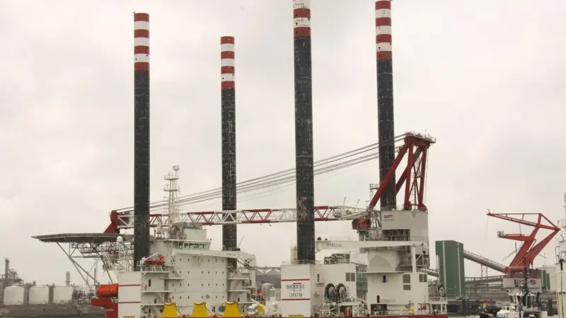 The 'Seajacks Zaratan' has been active in construction of the Meerwind windfarm Photo: Peter Barker