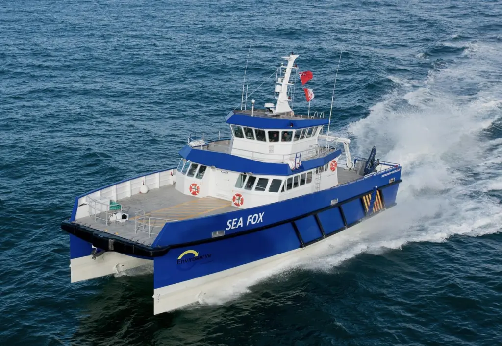 The new wind farm service vessel for Enviroserve - powered by four Doosan diesel engines.