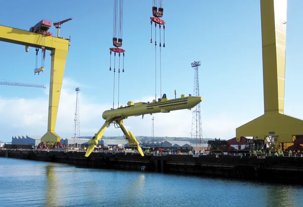 SRTP’s innovative floating tidal energy converter the Scotrenewables Tidal Turbine (SRTT) is a floating hydrokinetic tidal stream system