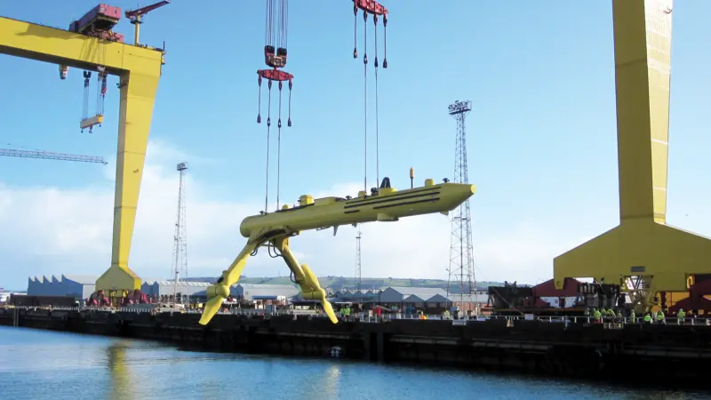 SRTP’s innovative floating tidal energy converter the Scotrenewables Tidal Turbine (SRTT) is a floating hydrokinetic tidal stream system