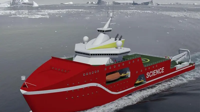 Early design concept of  the Natural Environment Research Council’s new polar research ship which will be operated by the British Antarctic Survey