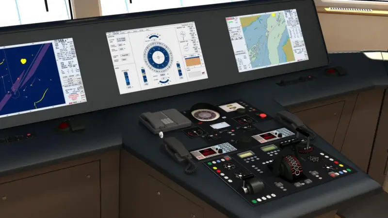 Raytheon’s INS systems feature two Synapsis multifunctional workstations for chart reader and ECDIS