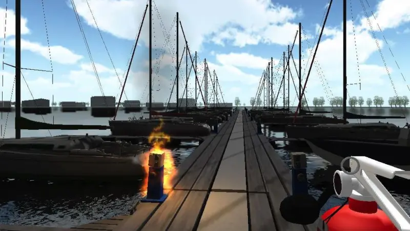 Trainees interact with a virtual marina