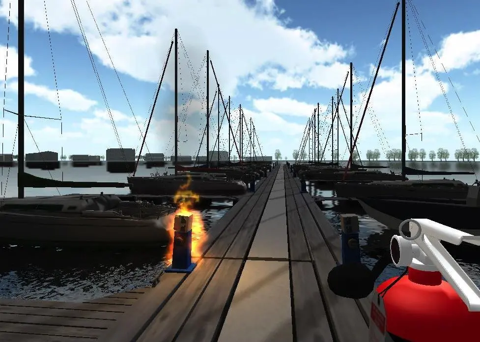Trainees interact with a virtual marina