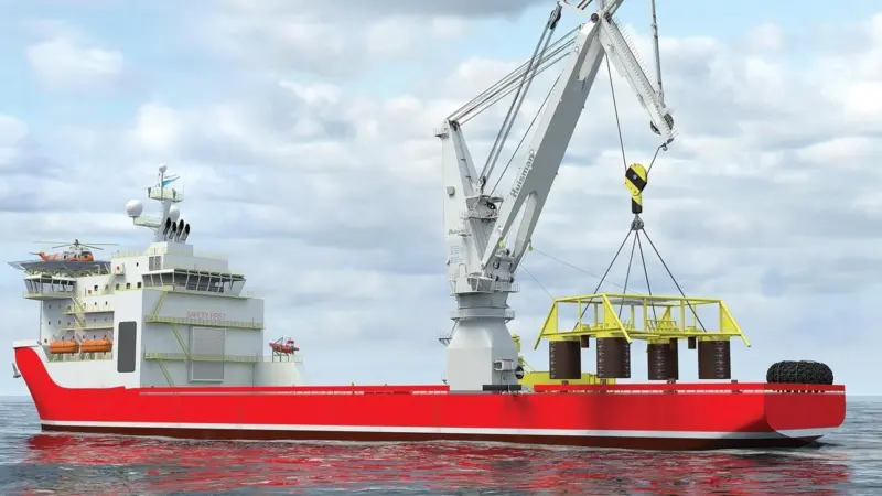 These new active heave compensated (AHC) cranes provide the benefits of a normal rope luffing crane and a traditional knuckle boom crane