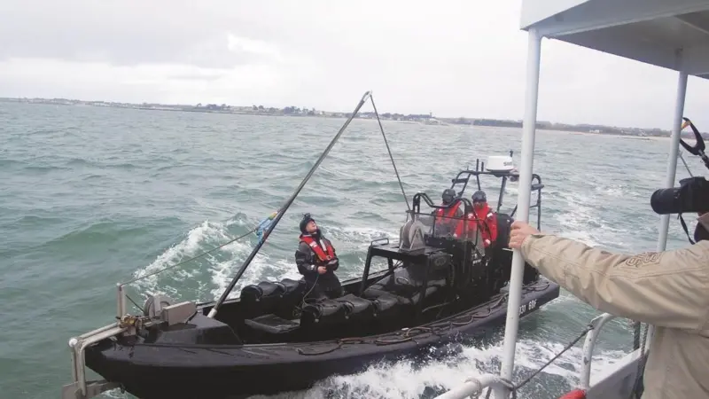 Trials were conducted with a manned RIB but the crew did not touch the controls
