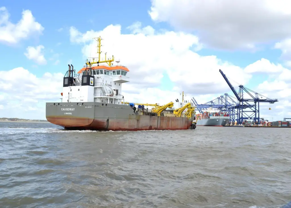The Boskalis Westminster trailer 'Causeway' is at work in the Port of Felixstowe