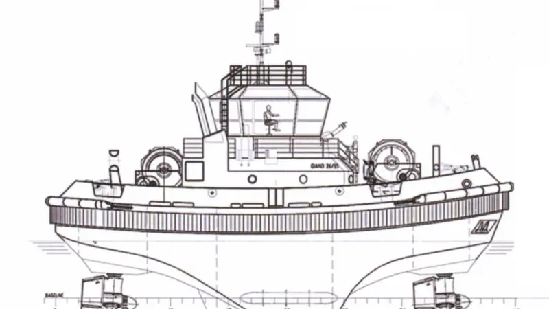 ‘Giano’ has a complex hull form with propulsion units at both ends and two towing winches
