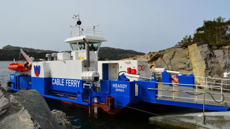 This cable operated car ferry has a battery pack with enough power for around three crossings