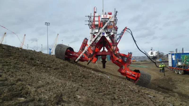 The Hi-Traq trencher can cope with gradients up to 20' (IHC)