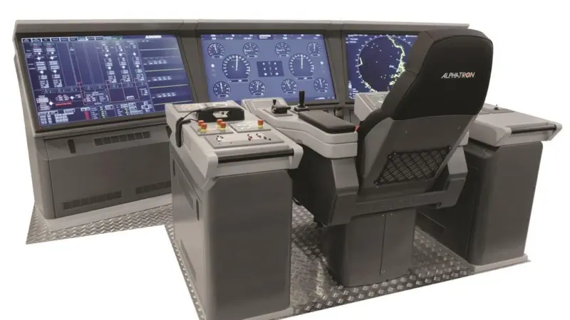 Alphatron and JRC’s one man bridge system has three 46-inch displays for coastal patrol vessels and offshore workboats, combines radar, ECDIS, conning, alarm monitoring and DP data