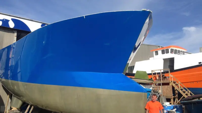 SH50 - possibly the largest GRP fishing boat being built, powered by Doosan engines