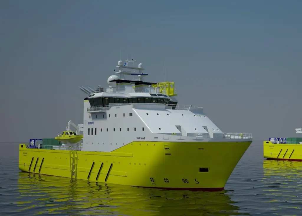 There is a large deck area arranged for additional equipment or the retrofitting of an ROV system for turbine tower or seabed inspection