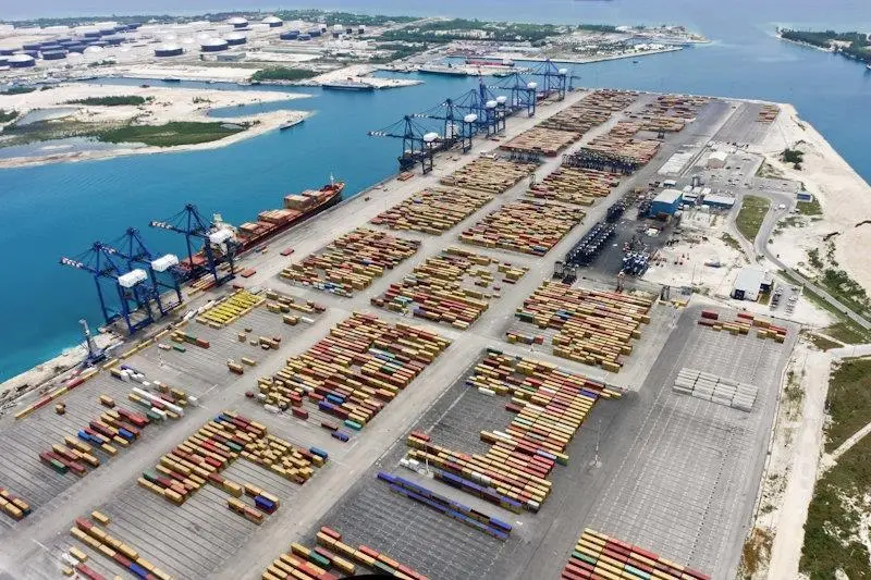 Grand Bahama is a busy port handling callers including container and cruise ships (Freeport Container Port)