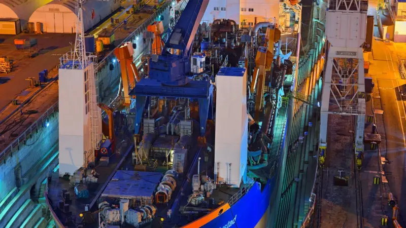 Lelystad is seen in drydock