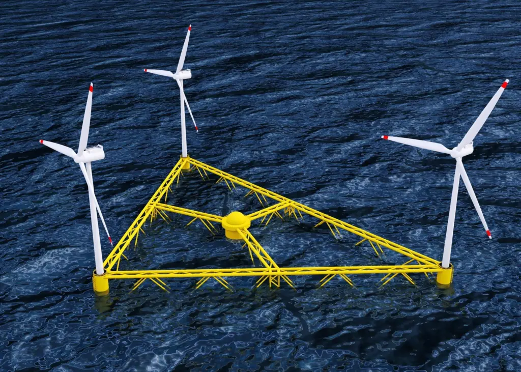 The floating foundations enable  locations further offshore where winds are stronger