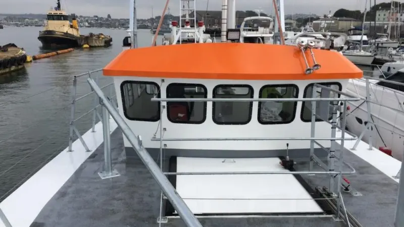 The vessel has a 17ft beam which extends forward and aft with a clear and spacious working deck