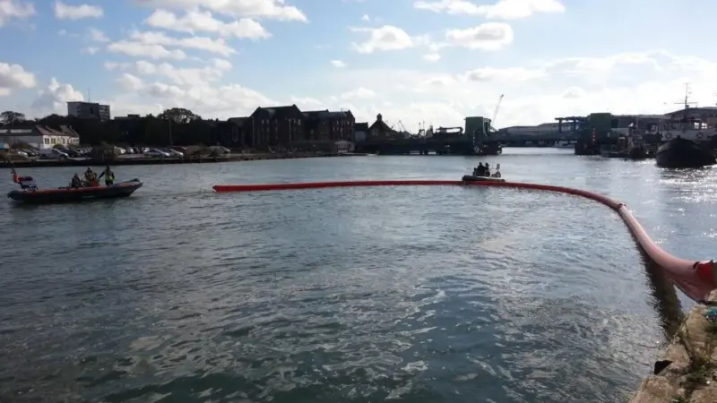 A number of booms were deployed in the Little and Backwater channels