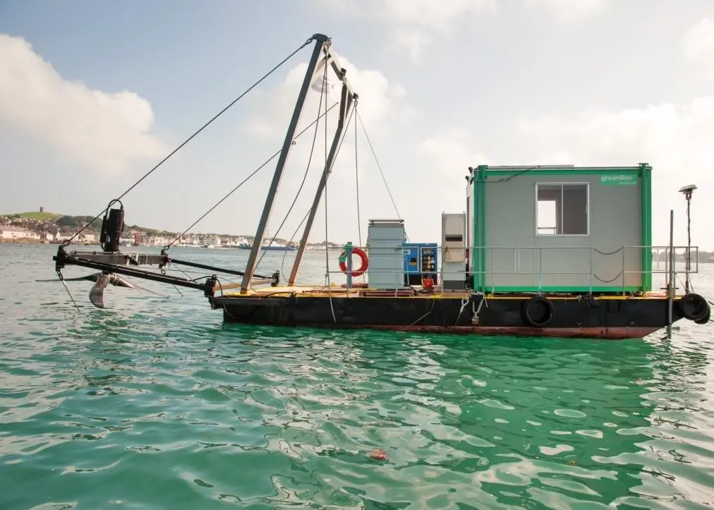 The test turbine was mounted on a lifting frame for testing