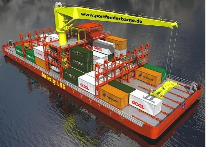 To make the barge self sufficient a Liebherr crane is installed on the opposite side of the superstructure to the control station