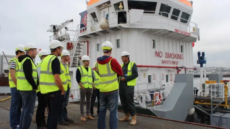 The intensive two-day course included a visit to A&P Falmouth where the medical ship 'RFA Argus' was docked
