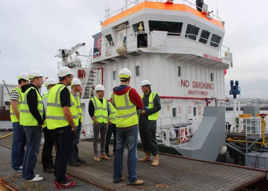 The intensive two-day course included a visit to A&P Falmouth where the medical ship 'RFA Argus' was docked