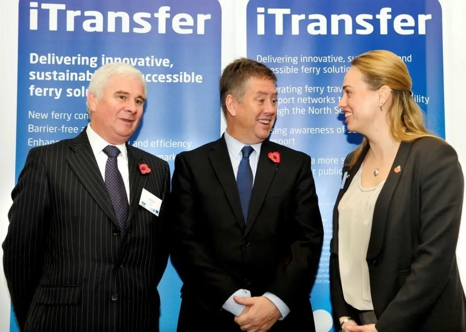 Scottish Minister for Transport Keith Brown MSP (centre) with Cllr Russell Imrie (correct, left, chairman of SEStran (correct) - the South East Scotland Transport Partnership) and Laurienne Tibbles (iTransfer Project Manager, Institute for Sustainability)