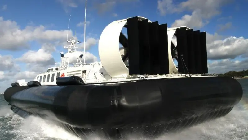 An Indian coastguard Griffon patrol hovercraft