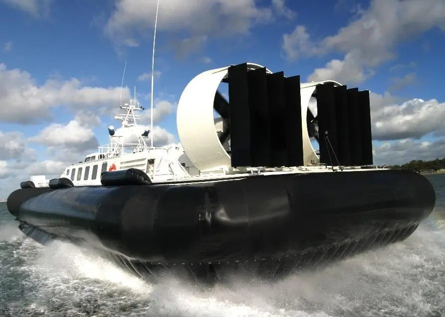 An Indian coastguard Griffon patrol hovercraft
