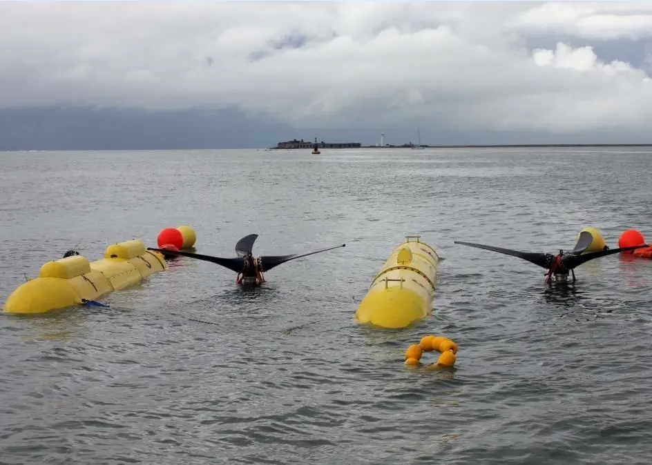 PLAT-O being prepared at the test sight off Yarmouth with Hurst Castle in the background