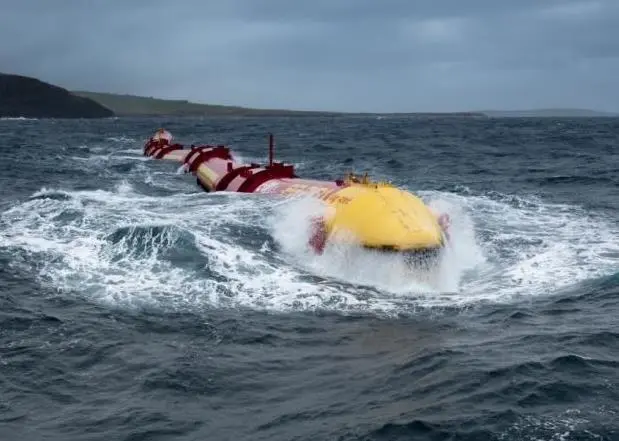 Pelamis wave generator in testing off Orkney (Pelamis)