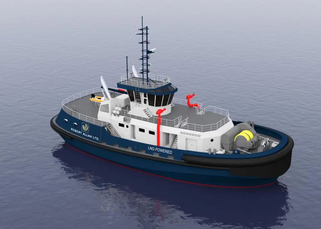 Robert Allan's LNG tug features a stern 'castle' housing the accommodation (Robert Allan)