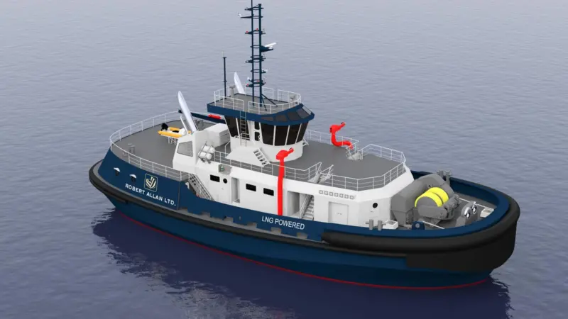 Robert Allan's LNG tug features a stern 'castle' housing the accommodation (Robert Allan)