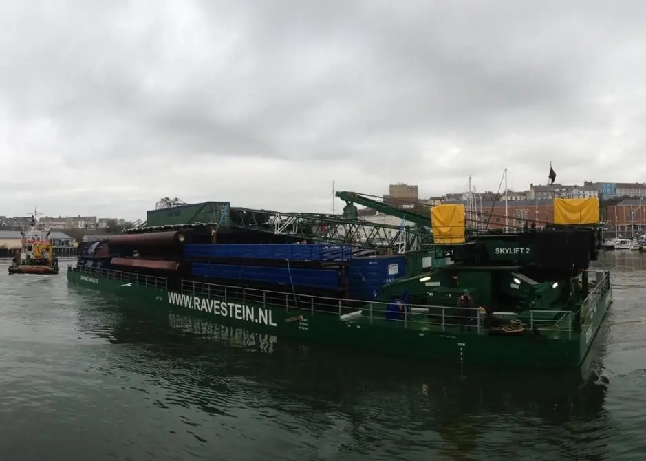 The new lock gates arriving at Milford Dock