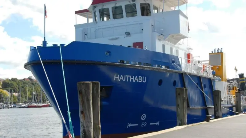 The ‘Haithabu’ is the new water body monitoring ship of Schleswig-Holstein’s Government-Owned Company for Coastal Protection, National Parks and Ocean Protection