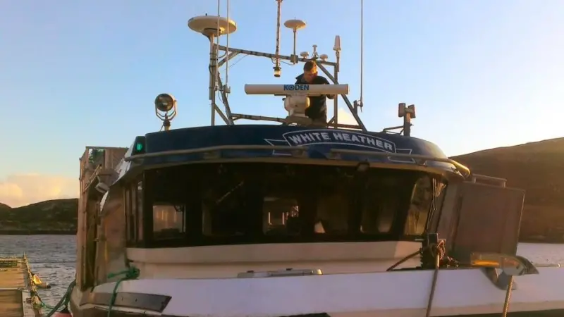 Stephen Tanner tests the radar aboard MFV 'White Heather'