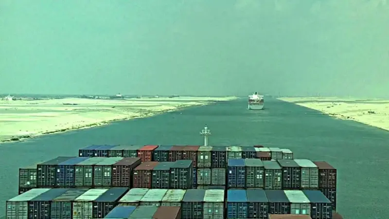 The Suez Canal provides the most direct sailing route between Asia and Europe