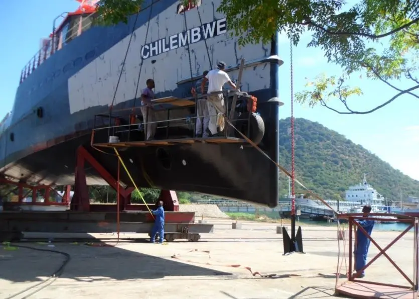 ‘Chilembwe’ under construction in Monkey Bay, Lake Malawi (Photo: J Hampton)