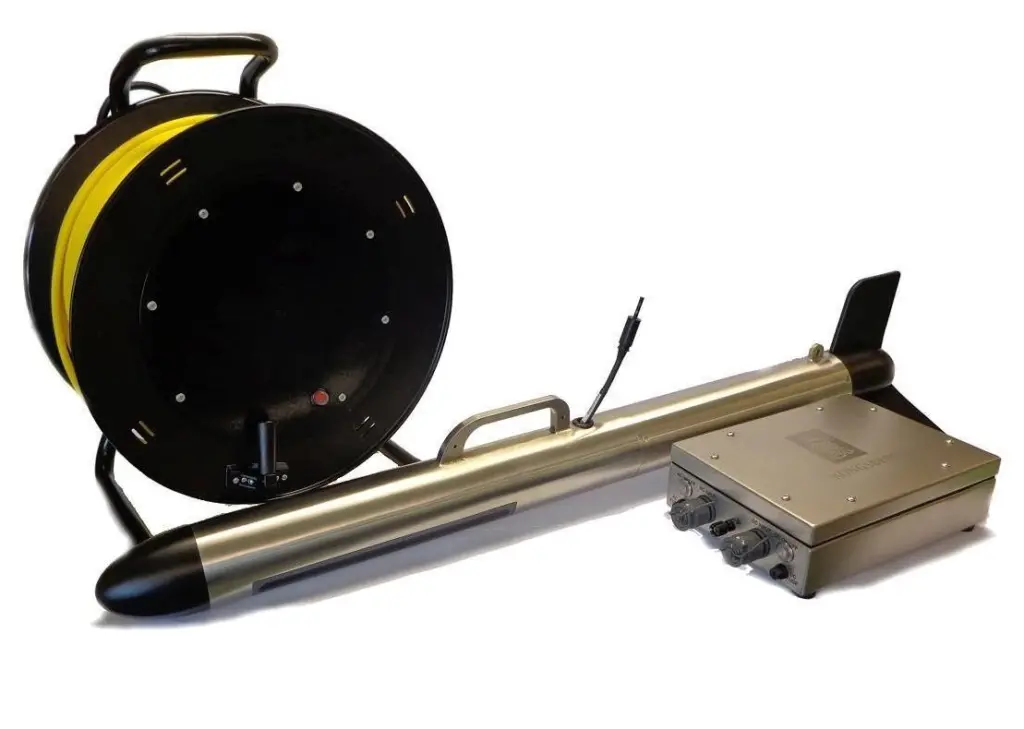 The PulSAR towfish, deck unit and hand reel. (Photo: Kongsberg Maritime)