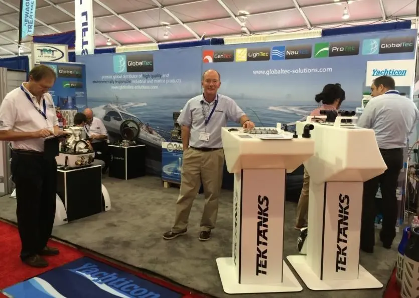 Martin Rye of Tek-Tanks on the GlobalTec stand at the Fort Lauderdale Boat Show 2014