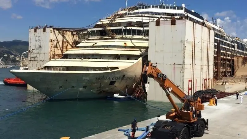 'Costa Concordia' is currently in the process of being scrapped in the port of Genoa