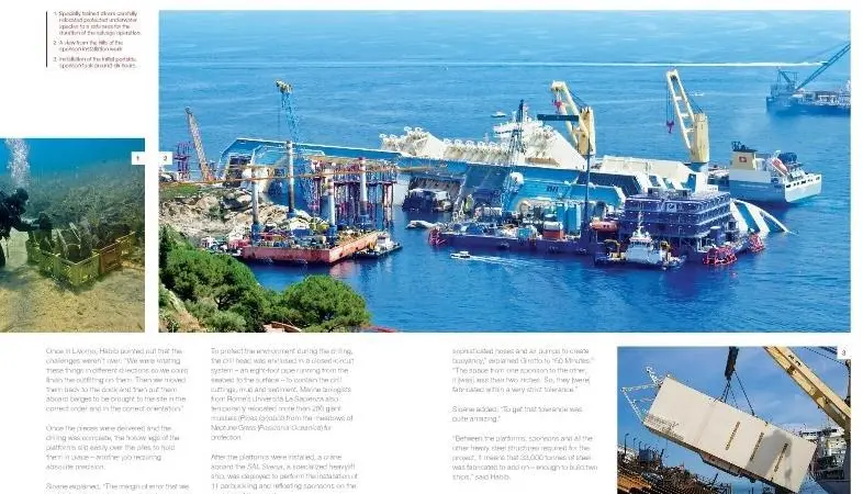 A screen grab from Crowley Maritime's flipbook 'Raising the Costa Concordia'