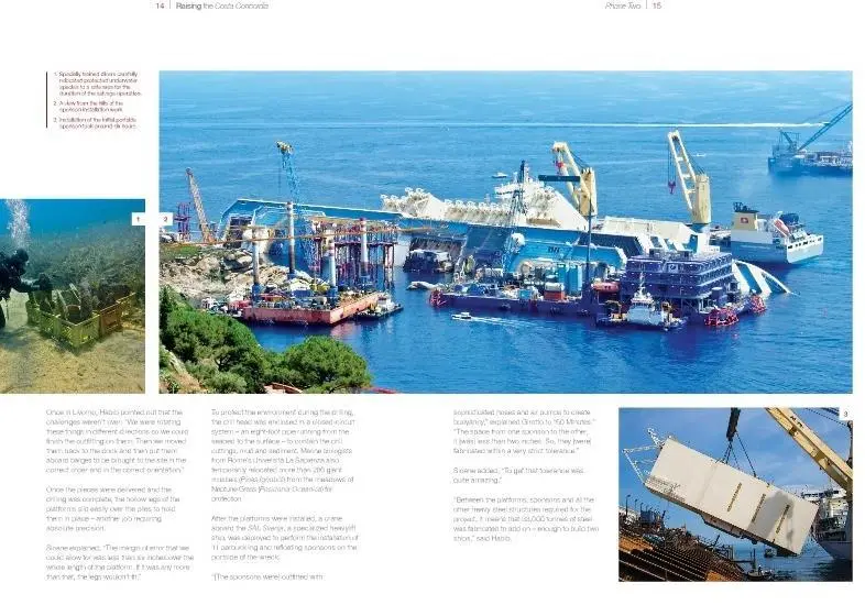 A screen grab from Crowley Maritime's flipbook 'Raising the Costa Concordia'