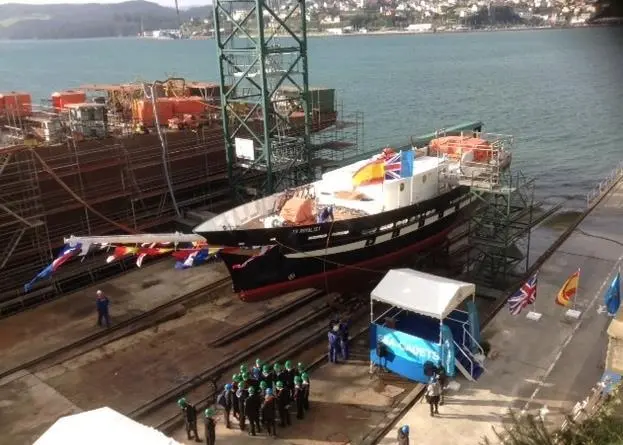 'TS Royalist' at her launch at Astilleros Gondan