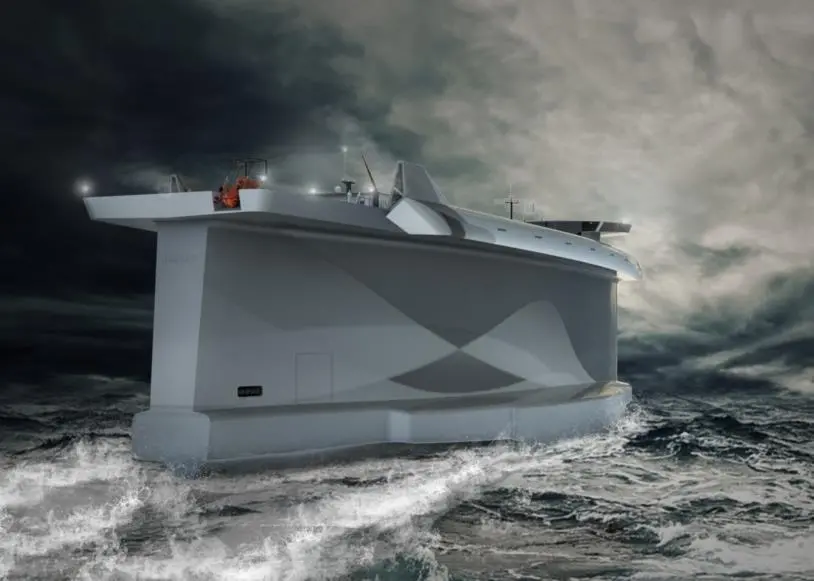 The Vindskip concept uses the hull itself as a sail (Photo: Lade AS)