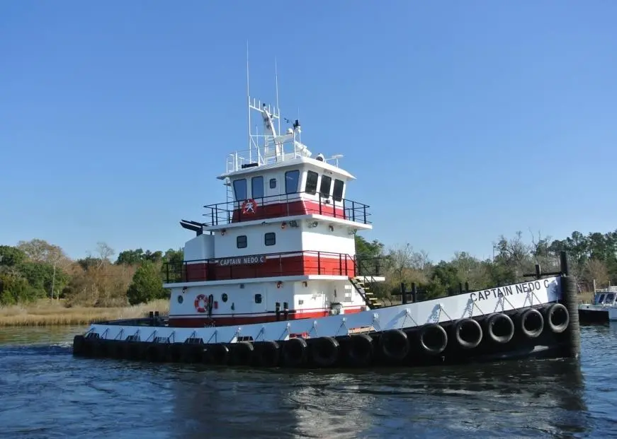 The 70 by 29-foot tug has a moulded depth of 9.5 feet and is equipped with a M50 Pullmaster stern towing winch  (Photo: Rodriguez Shipbuilding)