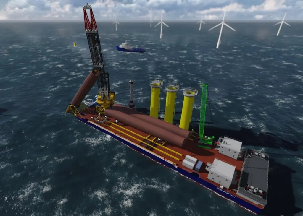 The ability to upend monopiles (from deck and floating) and the use of a specially designed motion compensated pile gripper provide the means for floating installation