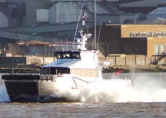 'Iceni Venture' is a first of class DNV 22m windfarm crew transfer vessel. Photo: Girl on Thames