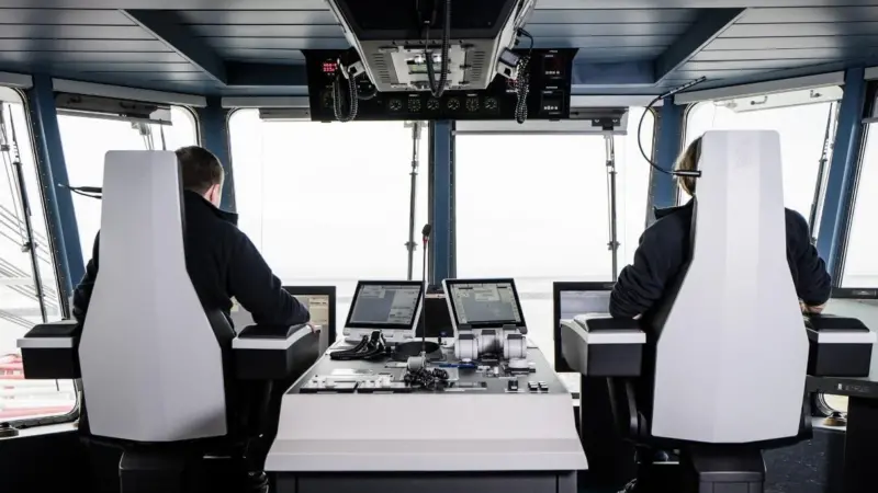 Kongsberg Maritime’s unique network radar solution is integrated with the K-Master aft bridge. (Photo: DBB Jack-Up Services A/S)