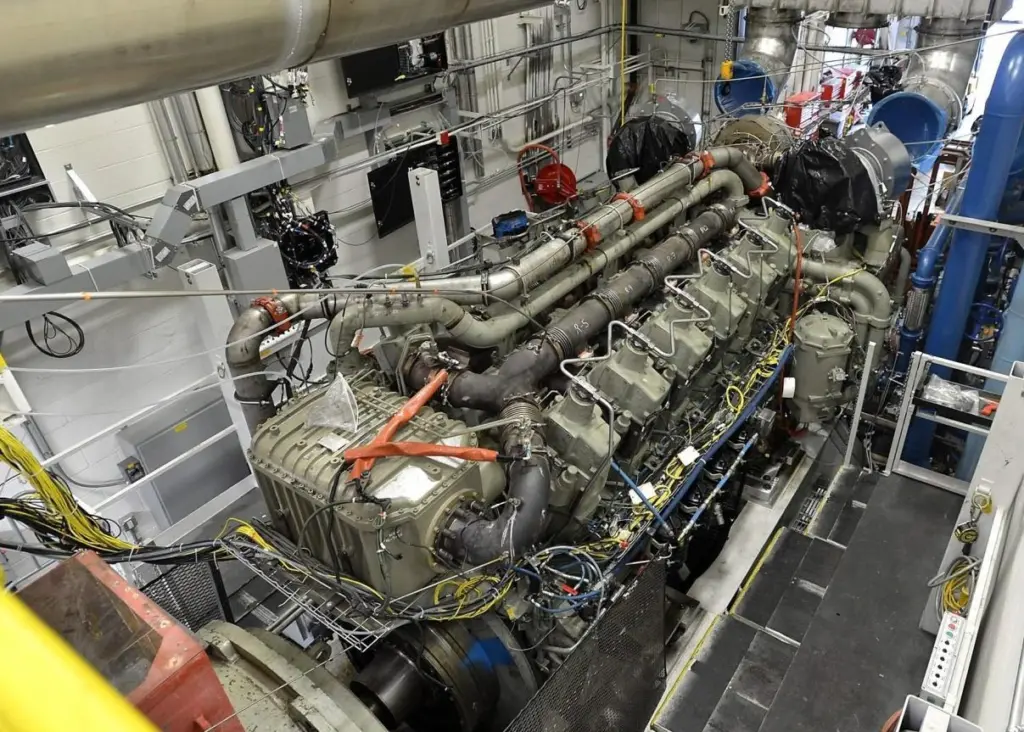 A General Electric Tier 4 marine diesel engine on test